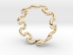 Wave Ring (18mm / 0.70inch inner diameter) in 14k Gold Plated Brass