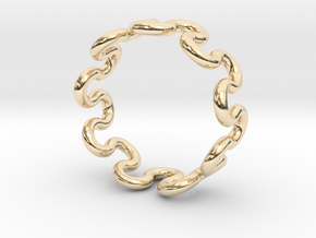 Wave Ring (19mm / 0.74inch inner diameter) in 14k Gold Plated Brass