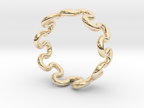 Wave Ring (20mm / 0.78inch inner diameter) in 14k Gold Plated Brass