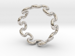 Wave Ring (21mm / 0.82inch inner diameter) in Rhodium Plated Brass