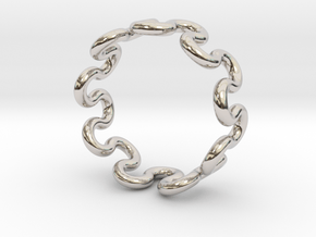 Wave Ring (23mm / 0.90inch inner diameter) in Rhodium Plated Brass