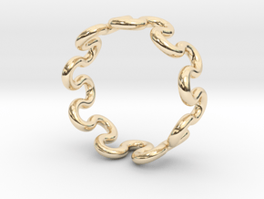 Wave Ring (23mm / 0.90inch inner diameter) in 14k Gold Plated Brass