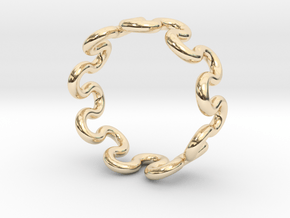 Wave Ring (24mm / 0.94inch inner diameter) in 14k Gold Plated Brass