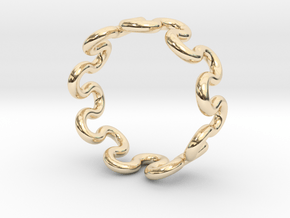 Wave Ring (25mm / 0.98inch inner diameter) in 14k Gold Plated Brass