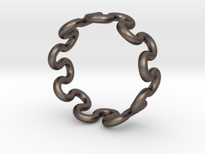 Wave Ring (17mm / 0.66inch inner diameter) in Polished Bronzed Silver Steel