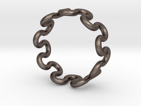 Wave Ring (19mm / 0.74inch inner diameter) in Polished Bronzed Silver Steel