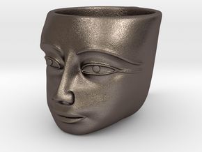 Tutankhamen Face on a Cup (Egyptian Pharaoh) in Polished Bronzed Silver Steel