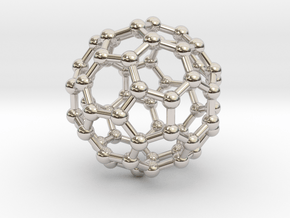 Truncated Icosahedron (bucky ball) in Rhodium Plated Brass