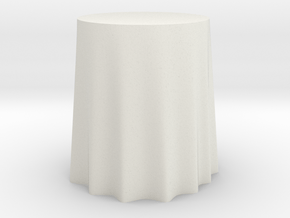 1:48 Draped Table - 24" diameter in White Natural Versatile Plastic
