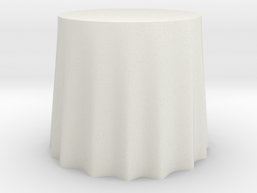 1:48 Draped Table - 30" diameter in White Natural Versatile Plastic
