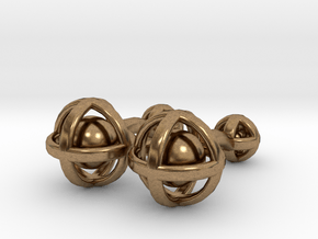 Ball In Sphere Cufflinks in Natural Brass