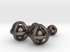 Ball In Sphere Cufflinks in Polished Bronzed Silver Steel