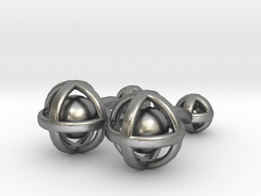 Ball In Sphere Cufflinks in Natural Silver