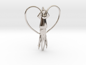 Squid Heart in Rhodium Plated Brass