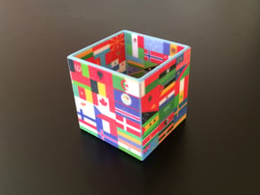 Cube with flags of the nations in Full Color Sandstone