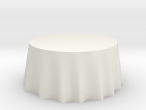 1:48 Draped Table - 60" diameter in White Natural Versatile Plastic
