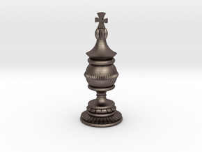 King Chess Piece in Polished Bronzed Silver Steel