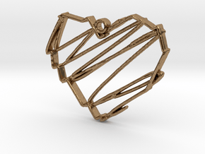 Sketch Heart Pendant in Natural Brass