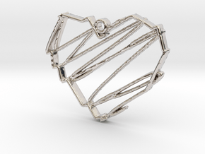 Sketch Heart Pendant in Rhodium Plated Brass