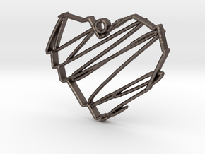 Sketch Heart Pendant in Polished Bronzed Silver Steel
