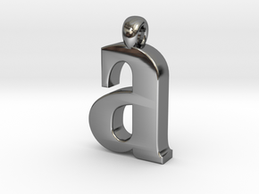 Lowercase A in Fine Detail Polished Silver