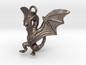 Dragon Charm in Polished Bronzed Silver Steel