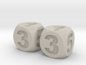 Two Numbered, Dice Standard Size 16mm in Natural Sandstone