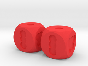 Two Hole Dice, Standard Size 16mm in Red Processed Versatile Plastic