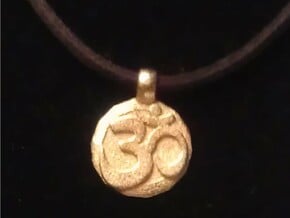 Small Om Pendant in Polished Gold Steel