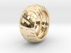 Chopper Rear Tire Ring Size 11 in 14k Gold Plated Brass