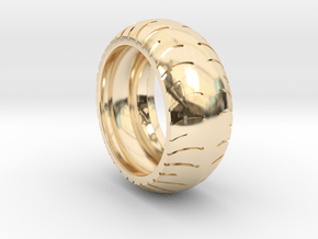 Chopper Rear Tire Ring Size 13 in 14k Gold Plated Brass
