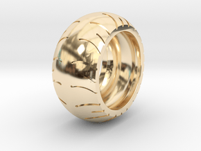 Chopper Rear Tire Ring Size 8 in 14k Gold Plated Brass