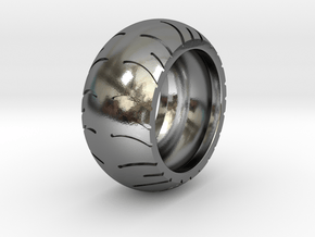 Chopper Rear Tire Ring Size 8 in Polished Silver