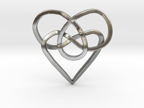 Infinity Heart Knot Pendant in Natural Silver