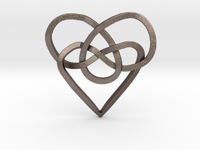 Infinity Heart Knot Pendant in Polished Bronzed Silver Steel