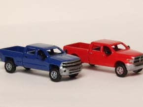 1:160 N Scale Chevy & Dodge Crew Cab Pickup Trucks in Tan Fine Detail Plastic