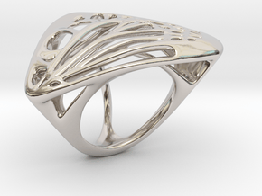 Butterfly Ring [ Size 4 ] in Rhodium Plated Brass