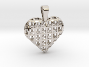 Heart wireframe pendant in Rhodium Plated Brass