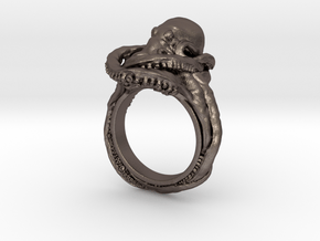 Octopus Ring in Polished Bronzed Silver Steel