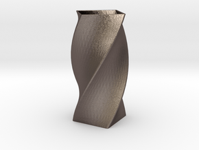 Vase Twirl in Polished Bronzed Silver Steel