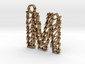 Sketch "M" Pendant in Natural Brass
