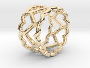 The Ring of Hearts (14 Hearts) Size: Japanese 9 in 14k Gold Plated Brass