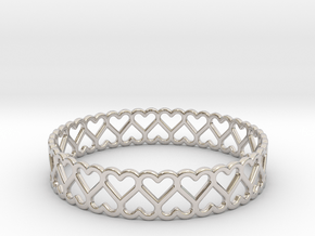 The Bracelet of Hearts in Rhodium Plated Brass