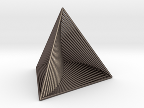0046 Tetrahedron Line Design (5 cm) #001 in Polished Bronzed Silver Steel