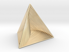 0046 Tetrahedron Line Design (5 cm) #001 in 14k Gold Plated Brass