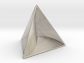 0046 Tetrahedron Line Design (5 cm) #001 in Rhodium Plated Brass