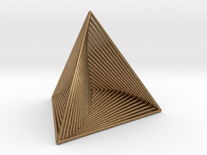 0046 Tetrahedron Line Design (5 cm) #001 in Natural Brass