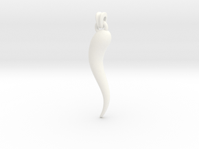Cornicello Charm in White Processed Versatile Plastic