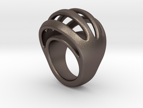RING CRAZY 19 - ITALIAN SIZE 19 in Polished Bronzed Silver Steel