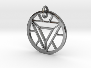 ArcReactor SilverTriangle (35mm) PENDANT in Fine Detail Polished Silver